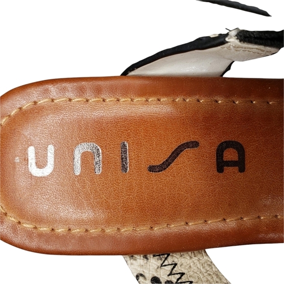 Unisa | Snake Skin Faux Leather Slip On Open Toe Espadrille Wedge Sandals 7.5 - Picture 11 of 11